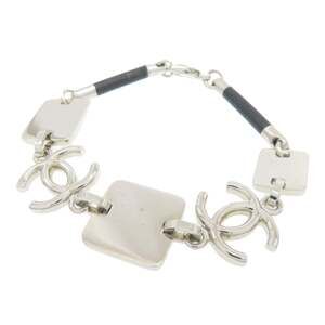 CHANEL Silver Logo Charm Bracelet